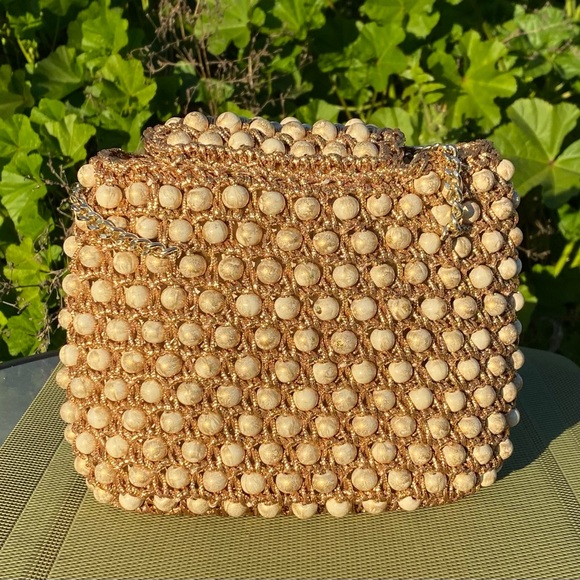 Vintage Gold and Pearl beaded Purse by Marcus Brothers made in Japan - Picture 4 of 6